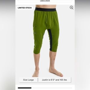 Men's Burton Midweight X Base Layer Three-Quarter Boot Pants NWT Large